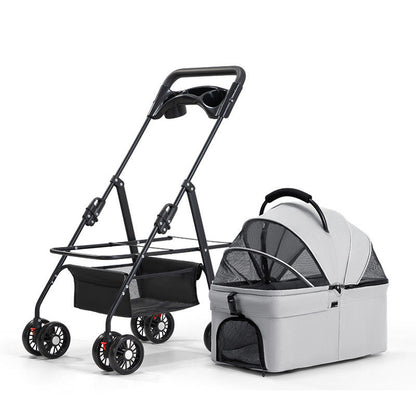 3-in-1 Pet Stroller/Carrier for Small Dogs Cats/Dog Car Seat - Dog Stroller with Detachable Carrier - Portable Folding Travel Pram Pushchair