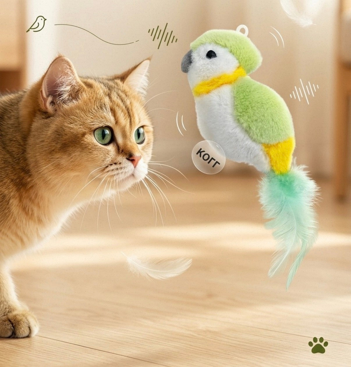 Real Animal Sound Cat Toy Balls – Catnip, Touch-Activated
