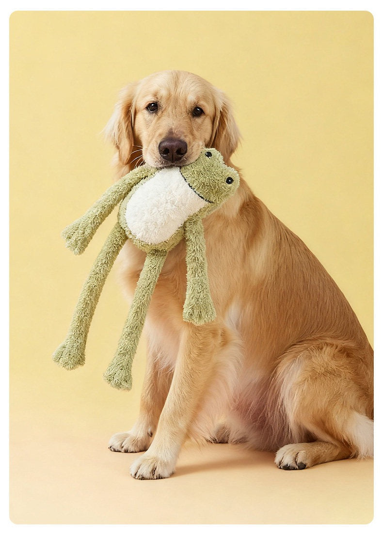 Squeaky Stuffed Dog Toy – Animal Themed (Duck & Frog)