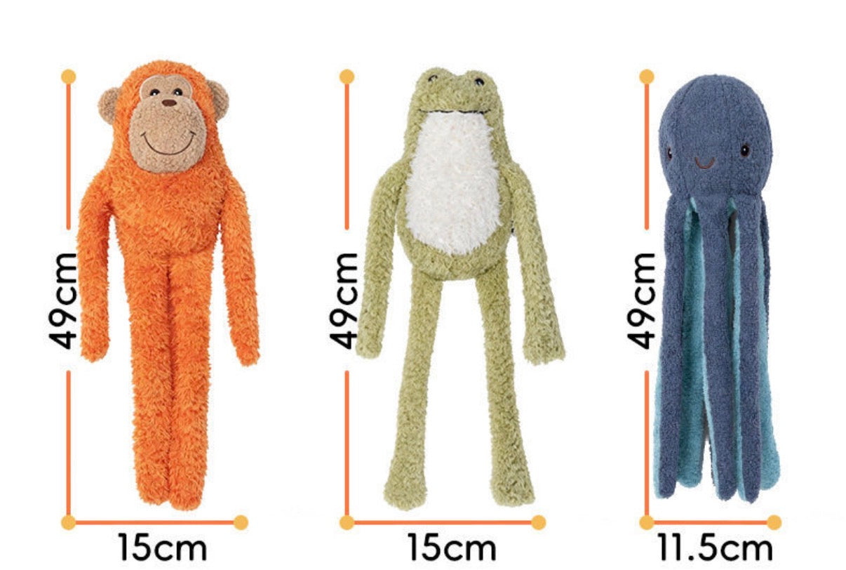 Squeaky Stuffed Dog Toy – Animal Themed (Duck & Frog)