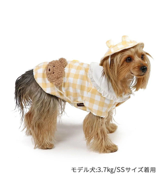 Bear kindergarten clothes Plaid pattern with hat bear with collar cute puppy pet wear dog clothes