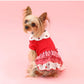 Dog clothes, one piece, small dog, strawberry embroidery, scalloped collar | Girls' red pink plaid ruffle skirt, strawberry, fashionable, cute, dog cat clothes