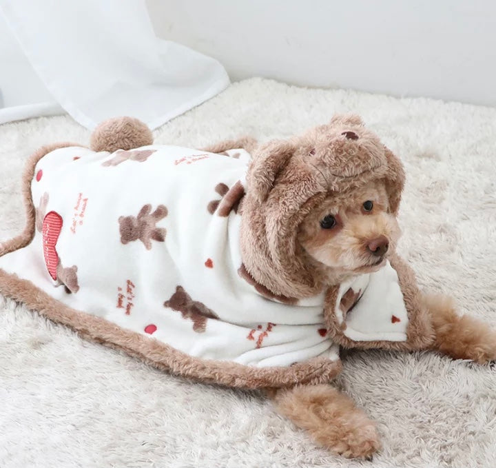 Winter Bear Blanket Warm Boa Sleeper Pet Stylish Cute Heat Retention Cold Protection
