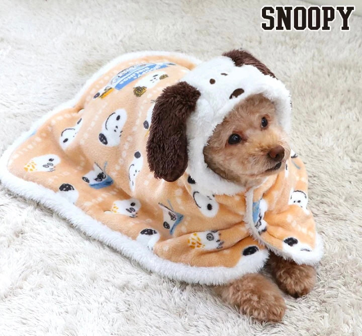 Snoopy Blanket to Wear Brother Pattern Hooded Ears Winter Clothes Heat Retention Cold Protection