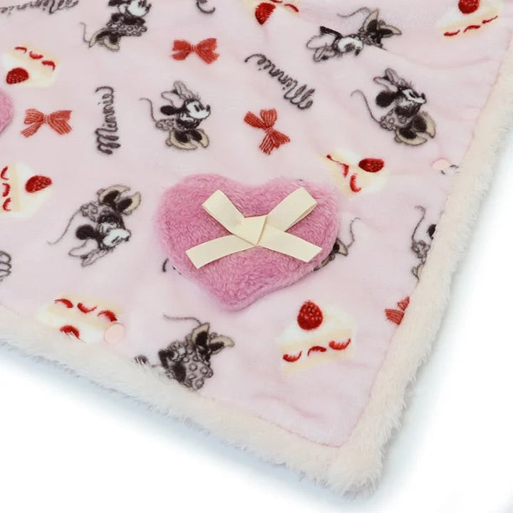 Winter Disney Minnie Mouse Blanket to Wear Cake Pattern Ribbon Hooded Winter Clothes Blanket Heat Retention Cold Protection