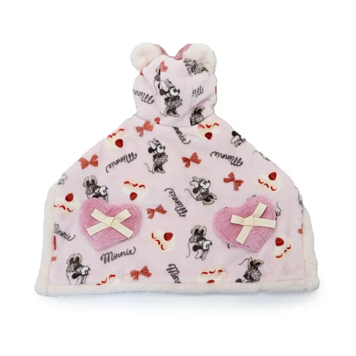 Winter Disney Minnie Mouse Blanket to Wear Cake Pattern Ribbon Hooded Winter Clothes Blanket Heat Retention Cold Protection