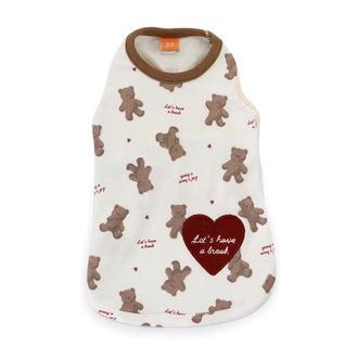 Bear Petty Heat Tank Top Heart Pattern Brown Cute Bear Warm Stretchable Inner wear Easy to Wear