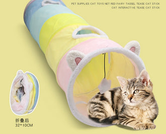 Pastel Rainbow Cat Tunnel Toy