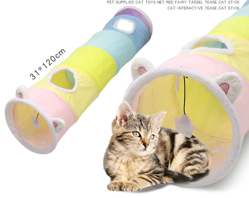 Pastel Rainbow Cat Tunnel Toy