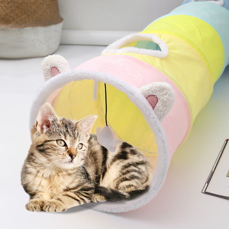 Pastel Rainbow Cat Tunnel Toy