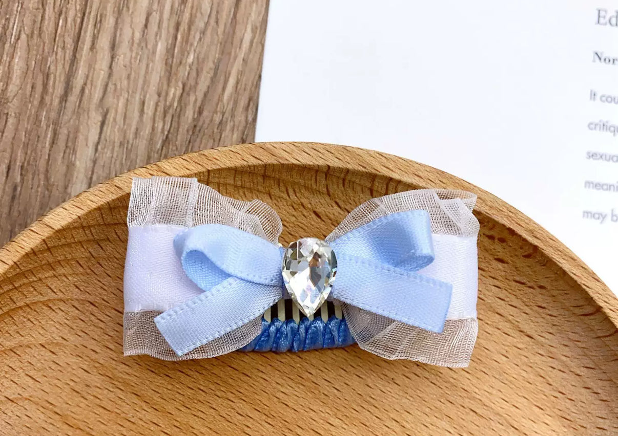 2.3cm Mini Hair Clip -Lace Bows Diamond