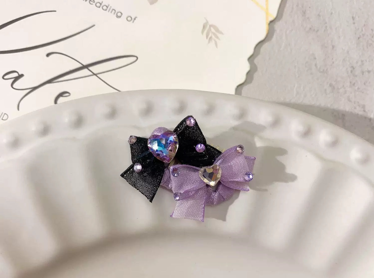 2.3cm Mini Hair Clip -Bows and Diamond