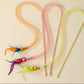 Cats Teaser with Colorful Flexible Net Tube and Feathered Attachments With Bells