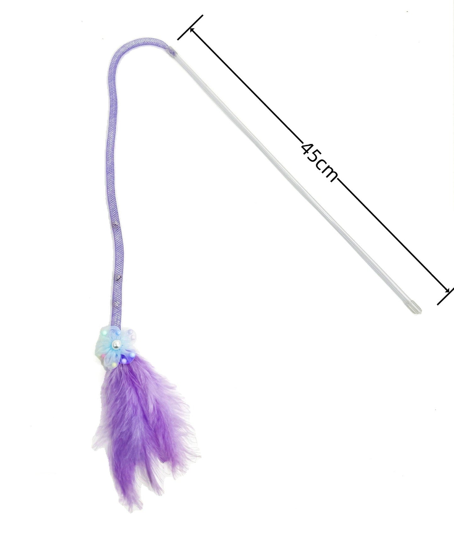 Cats Teaser with Flexible Net Tube and Feathered Attachments With Bells