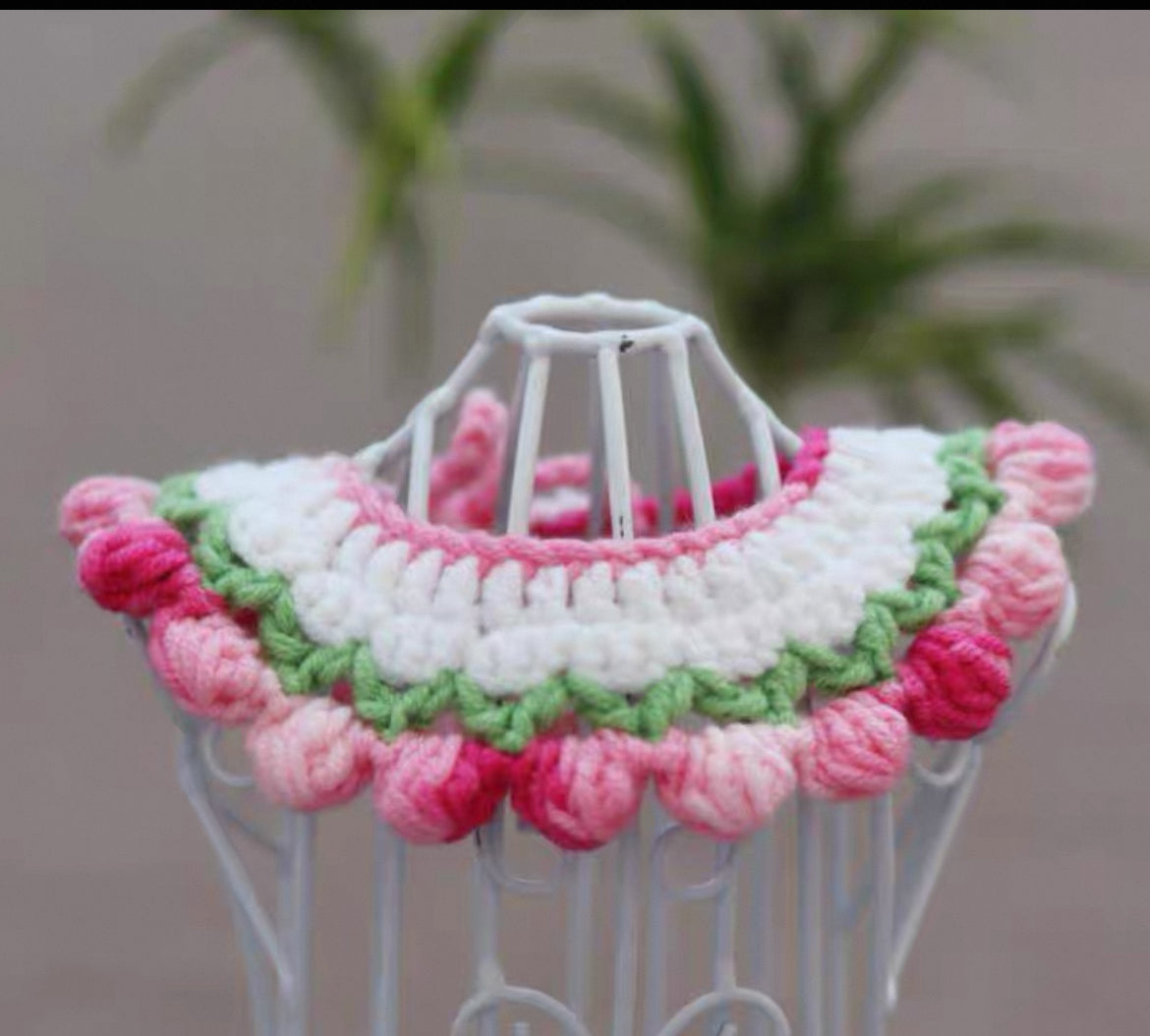 Hand Knitted Floral Bandana