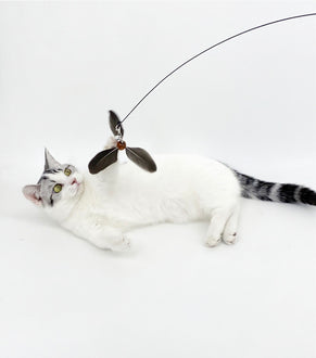 Long Steel Wire Spinning Windmill cat Teaser self-Hi Bell Feather Replacement Head Fishing Style cat Teaser