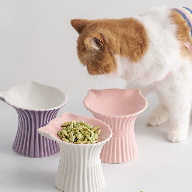 Cat Elevated Bowl - with cat ears