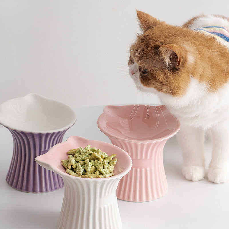 Cat Elevated Bowl - with cat ears