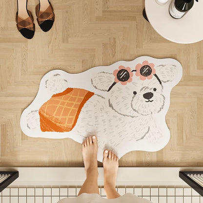 Pet Print Diatom Mud Bath Mat | Non-Slip Water-Absorbent Bathroom Rug for Dog & Cat Lovers