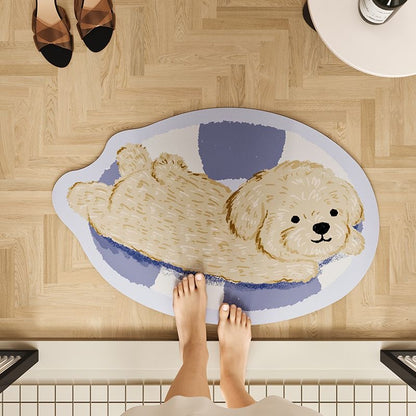Pet Print Diatom Mud Bath Mat | Non-Slip Water-Absorbent Bathroom Rug for Dog & Cat Lovers