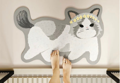 Pet Print Diatom Mud Bath Mat | Non-Slip Water-Absorbent Bathroom Rug for Dog & Cat Lovers