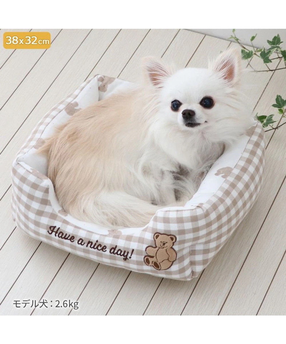 Dog Bed Cool Summer Bear Cuddler Small Dogs Medium Dogs Large Dogs | Plaid Bear Square Cool Touch Sensation Summer Cat Pet Bed Washable Cool Cool Cooling Heat Protection Nursing Care Senior Cushion Fluffy