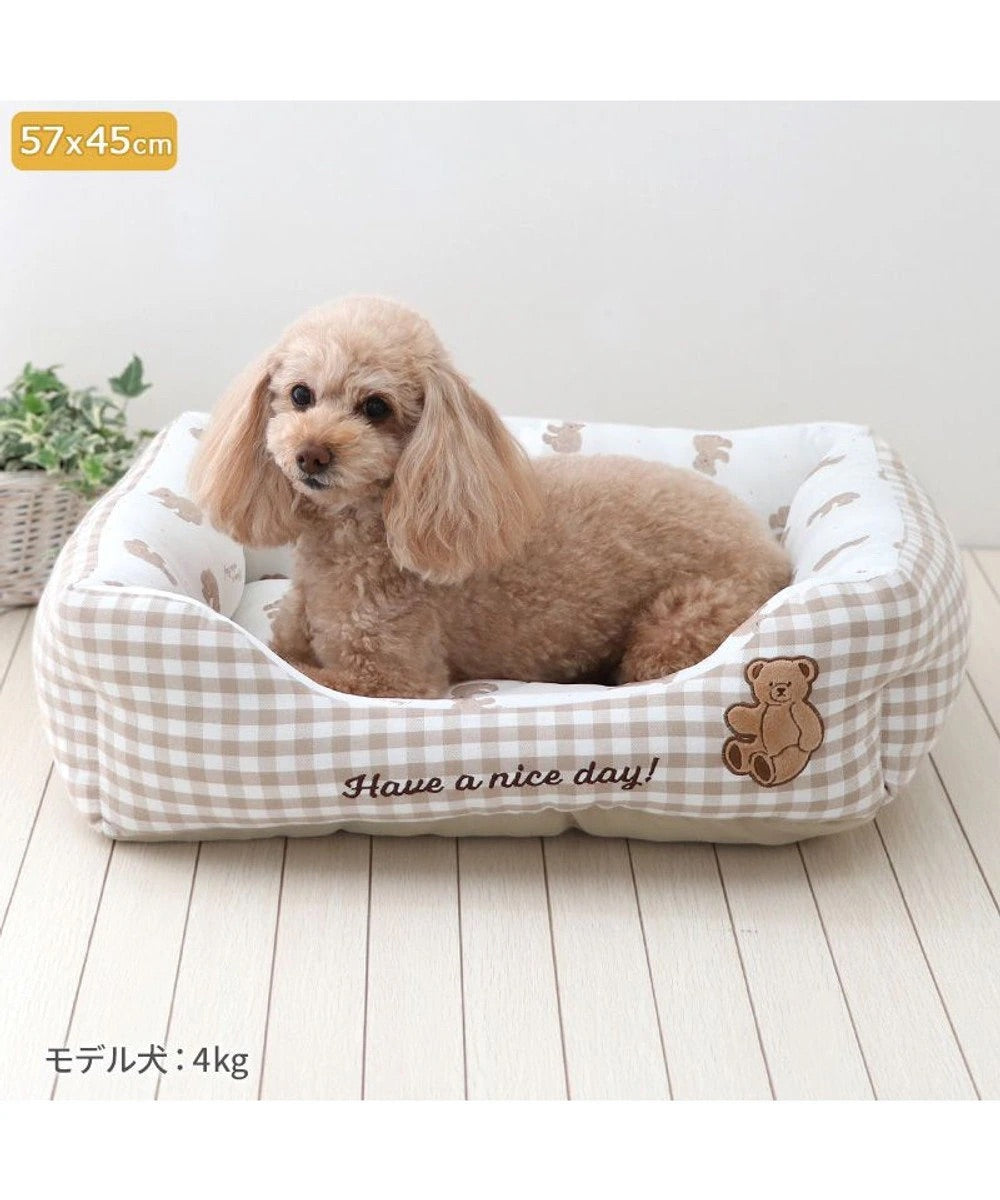 Dog Bed Cool Summer Bear Cuddler Small Dogs Medium Dogs Large Dogs | Plaid Bear Square Cool Touch Sensation Summer Cat Pet Bed Washable Cool Cool Cooling Heat Protection Nursing Care Senior Cushion Fluffy