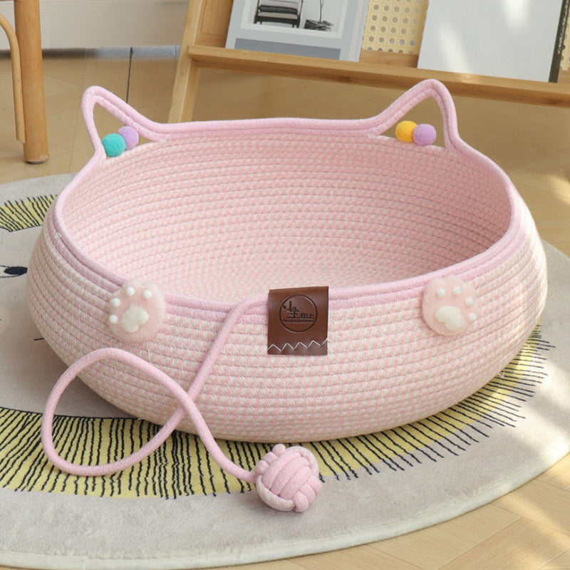 Handwoven Cotton Rope Cat Bed for All Seasons