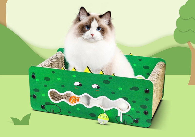 Cat Scratcher Box With a Ball