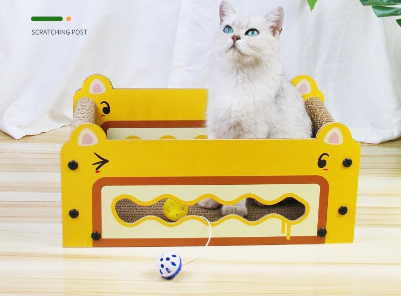 Cat Scratcher Box With a Ball