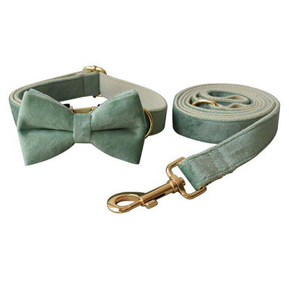 Velvet Collar Leash Bowtie Set 10 Colours