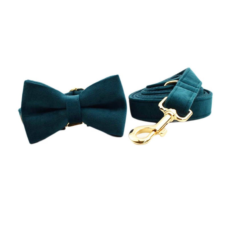 Velvet Collar Leash Bowtie Set 10 Colours