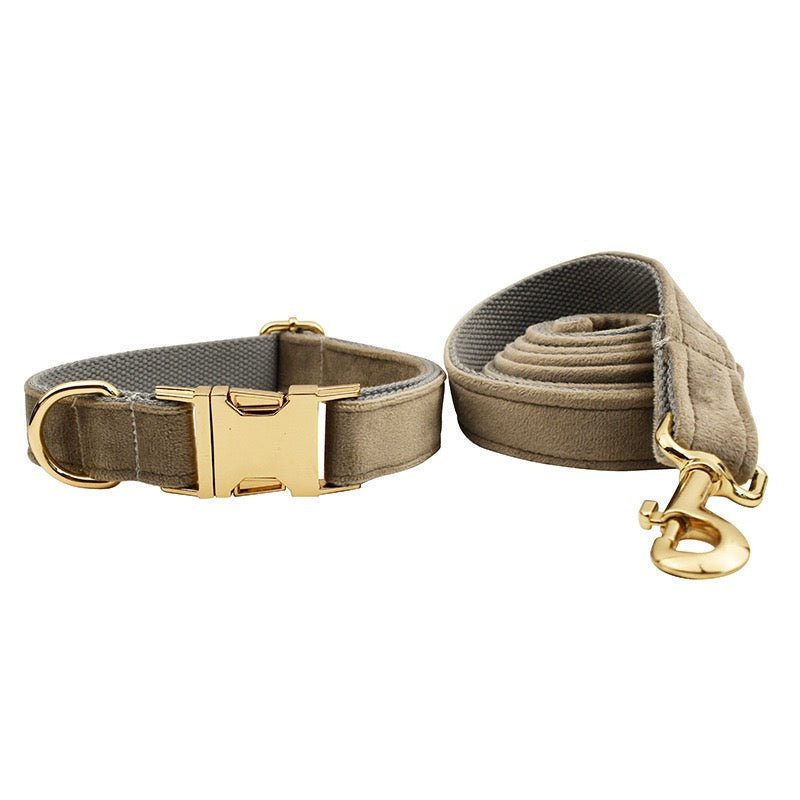 Velvet Collar Leash Bowtie Set 10 Colours
