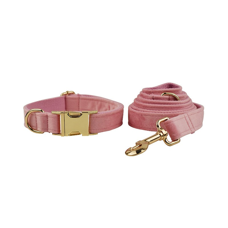 Velvet Collar Leash Bowtie Set 10 Colours