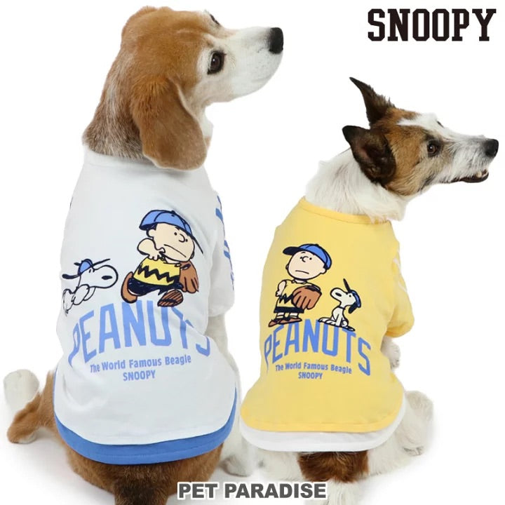 Snoopy Dog Clothes Fine Play T-Shirt White Yellow Small Dog Medium Dog Large Dog | Baseball Uniform Cool Outing Walking Stylish