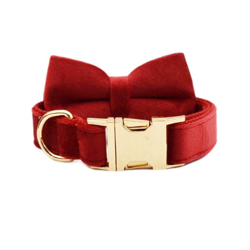 Velvet Collar Leash Bowtie Set 10 Colours