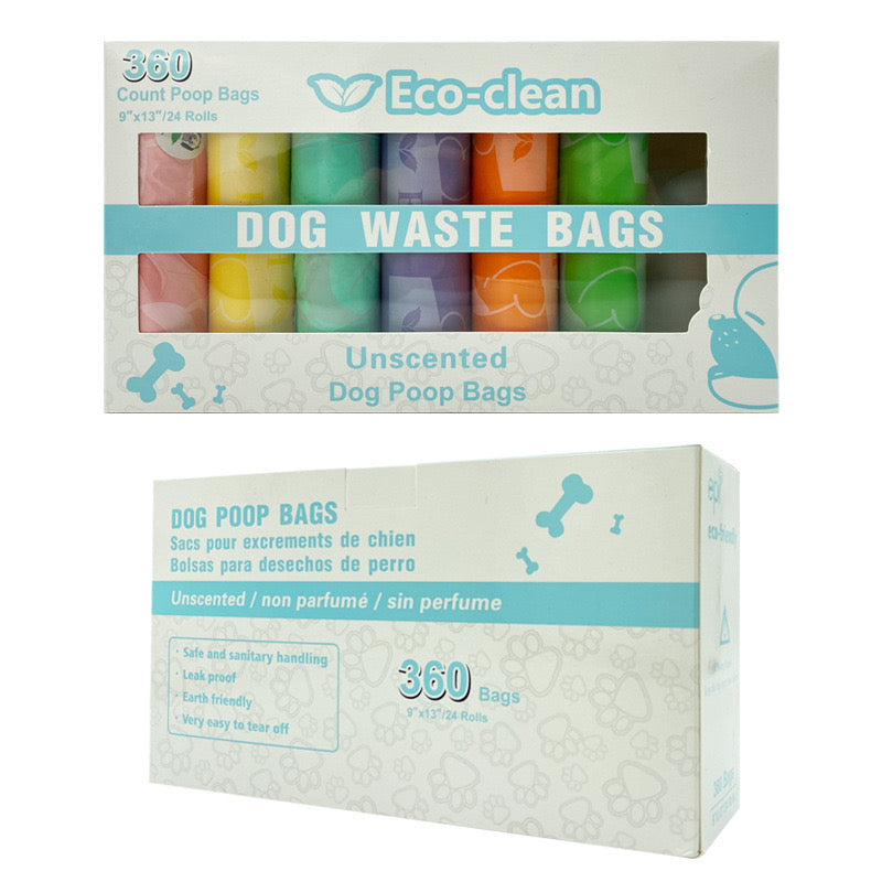 ECO-CLEAN Dog Poop Bag, 360 Count Dog Waste Bags with dispenser, Leak-Proof, Unscented Poop Bags for Dogs, Cat Poop Bags