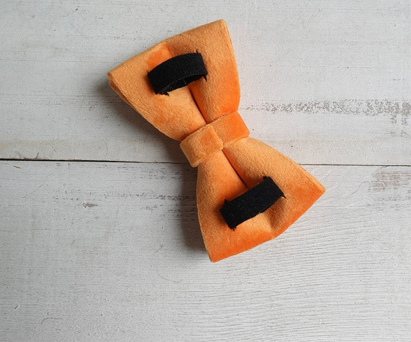 Orange Velour Collar Leash Bowtie