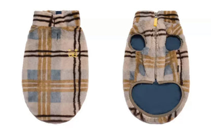 Plaid Vest Fleece for Dogs – 2 Colours | Navy & Brown