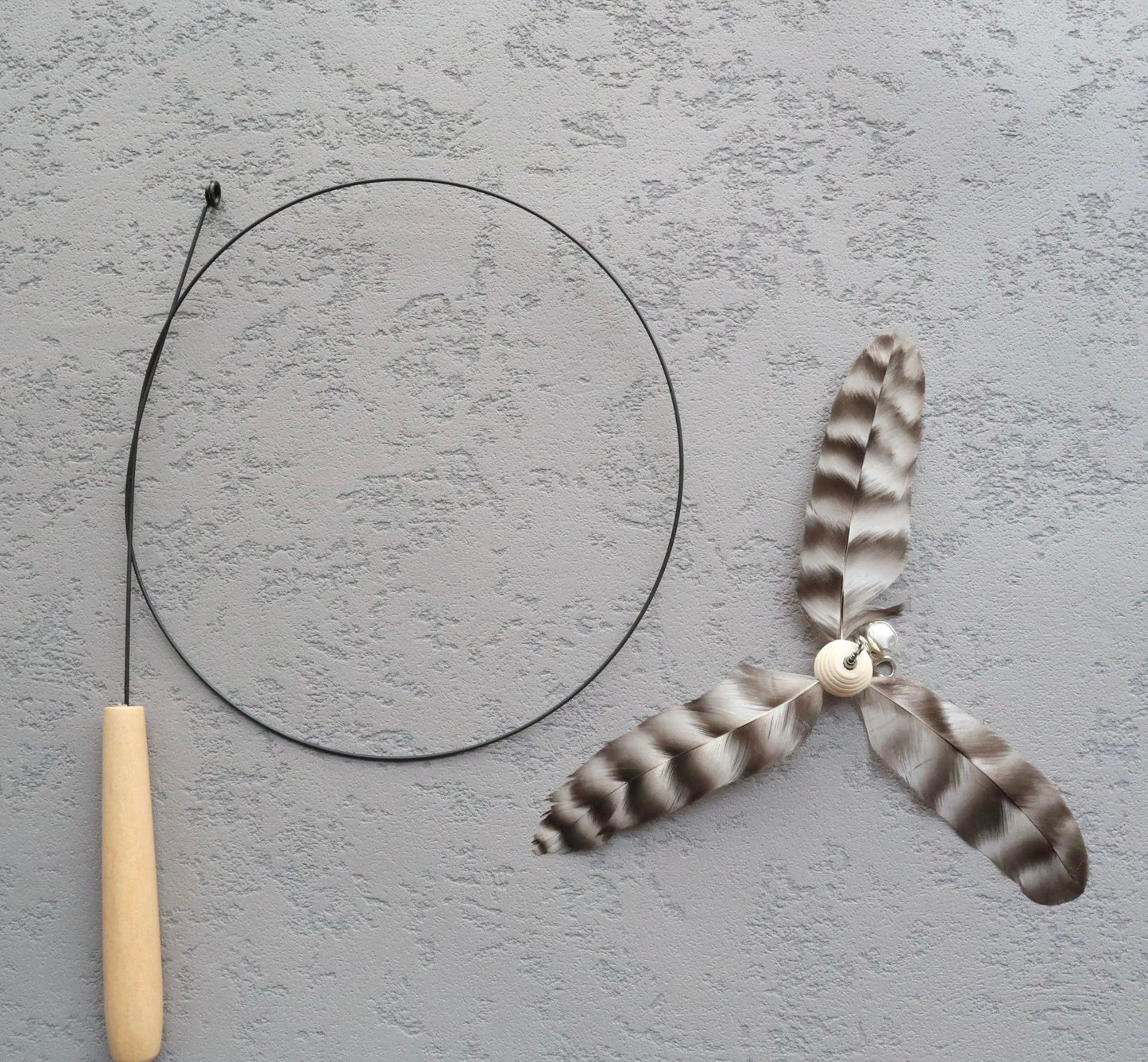 Long Steel Wire Spinning Windmill cat Teaser self-Hi Bell Feather Replacement Head Fishing Style cat Teaser