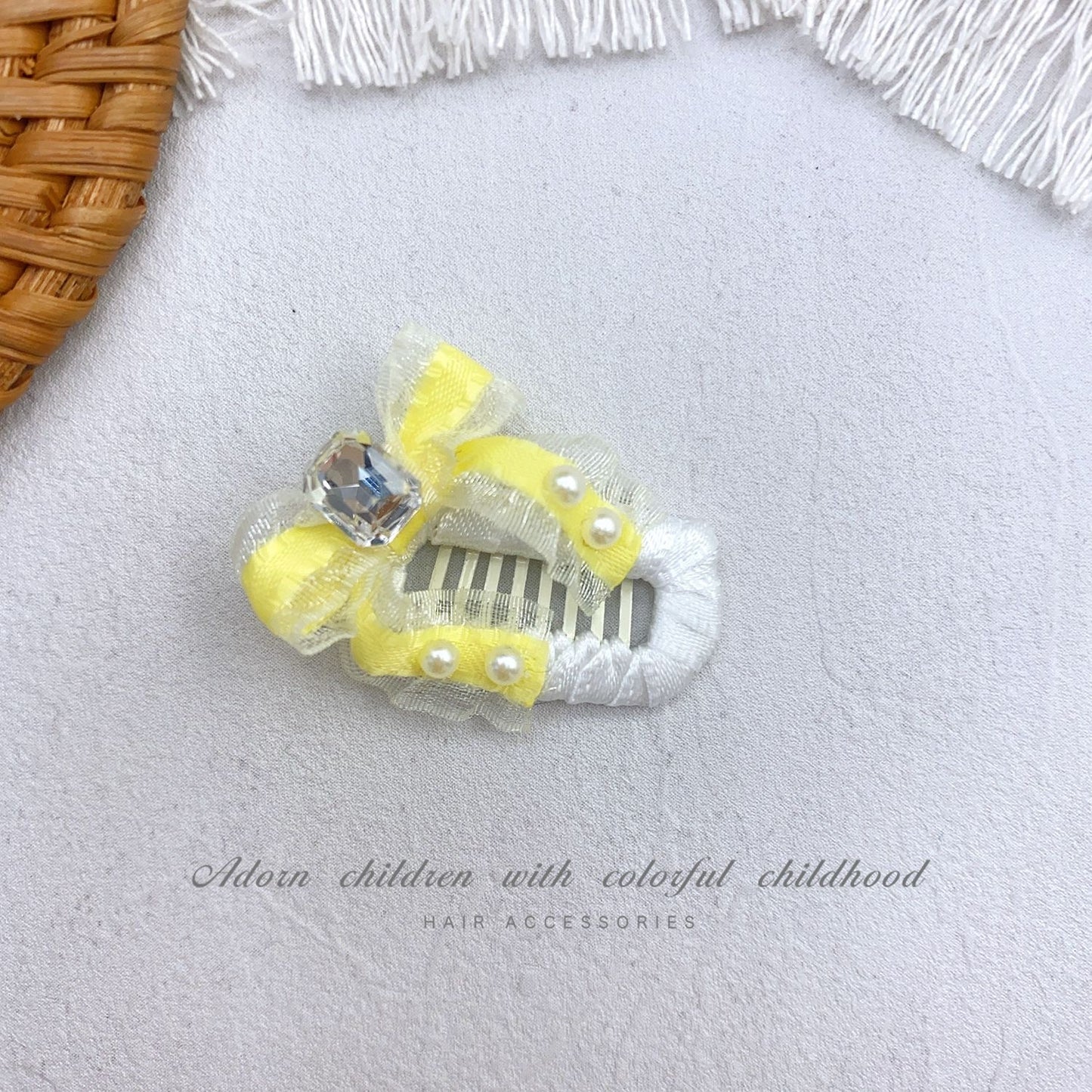 2.3cm Mini Hair Clip -Lace Bows Diamond