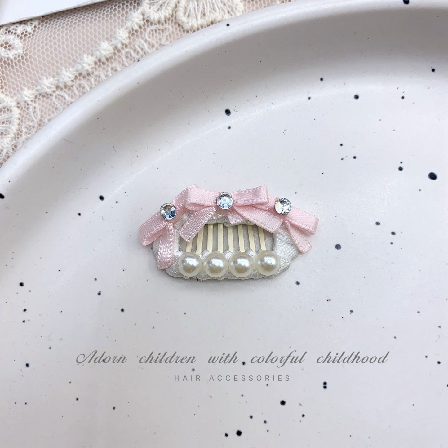 2.3cm Mini Hair Clip -Bows and Diamond