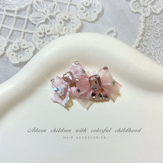 2.3cm Mini Hair Clip -Lace Bows Diamond
