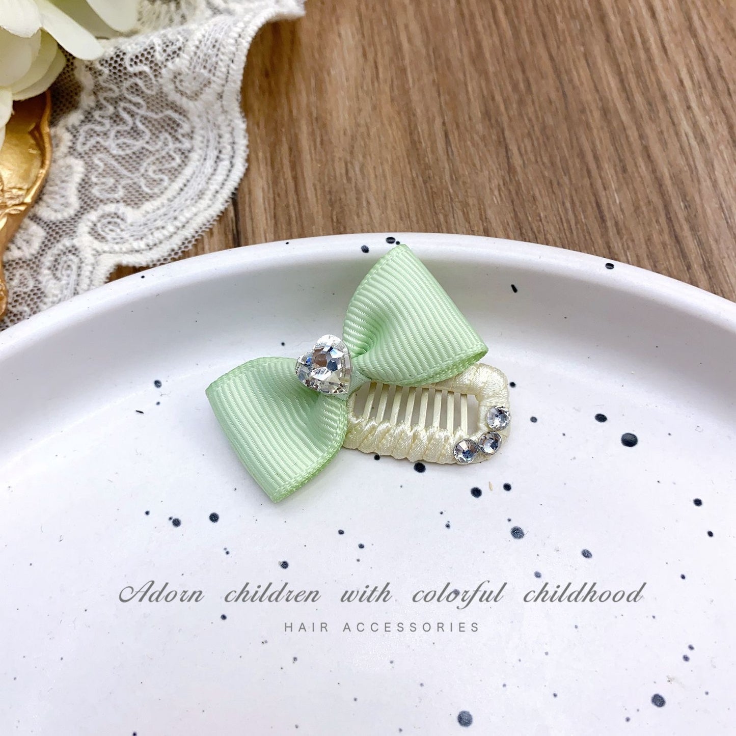 2.3cm Mini Hair Clip -Bows and Diamond