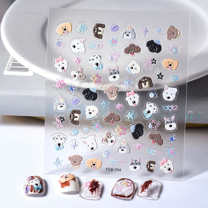 Cat & Dog Nail Art Stickers – 5D Stereoscopic Pet Nail Decals