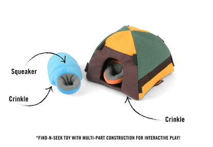 P.L.A.Y. Camp Corbin Plush Dog Toys – Camping-Themed Collection