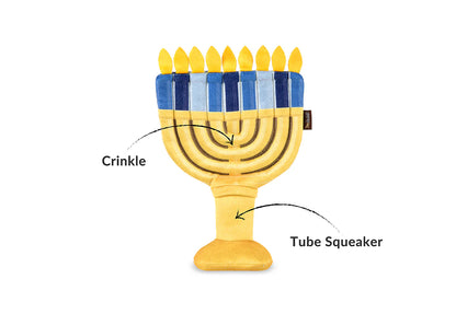 P.L.A.Y. Paw-nukkah Hanukkah Plush Dog Toys – Menorah & Gelt-y Treats