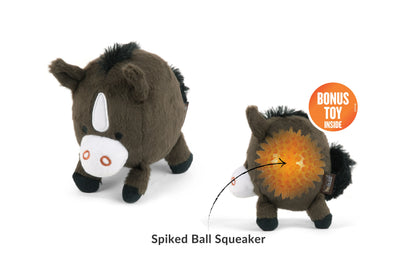 P.L.A.Y. Barnyard Buddies Plush Dog Toys – Hidden Squeaker Ball Inside