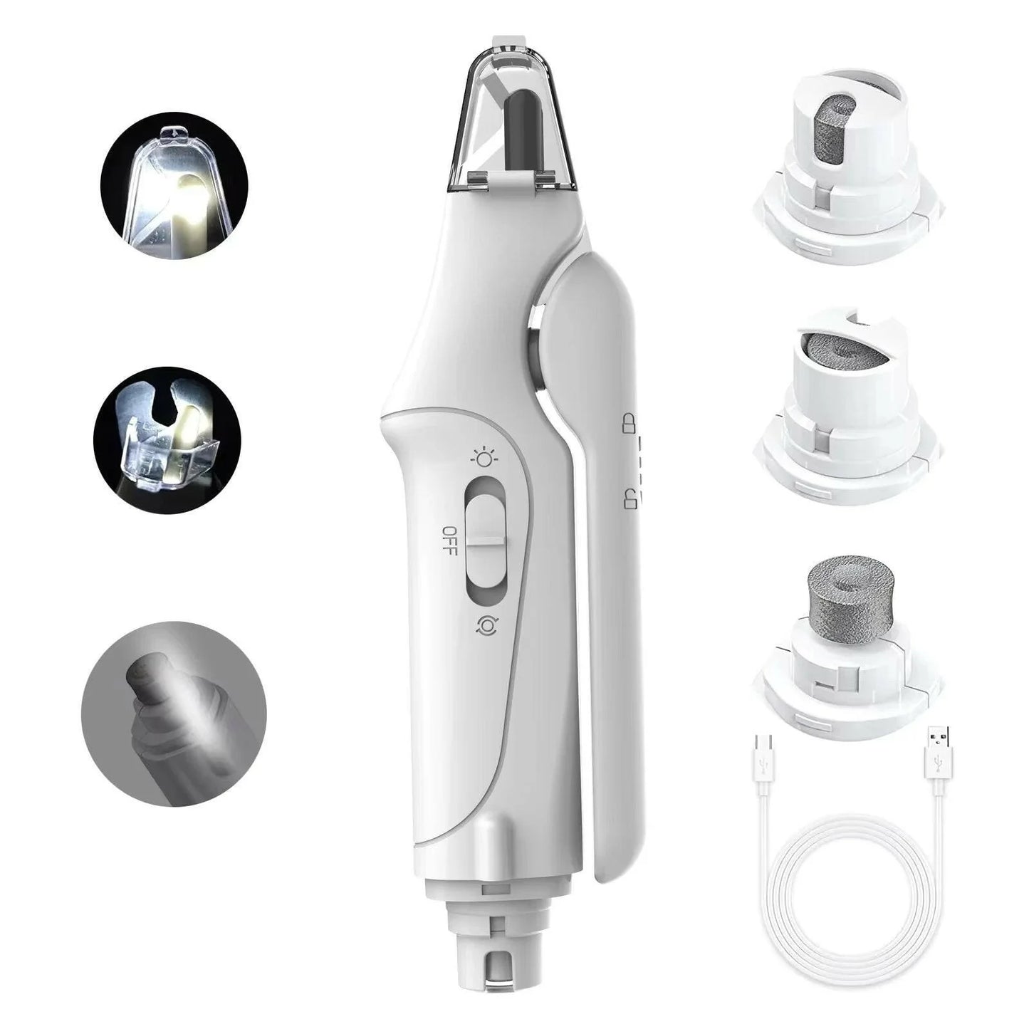 Rechargeable 2-in-1 Pet Nail Grinder and Clipper with LED Light