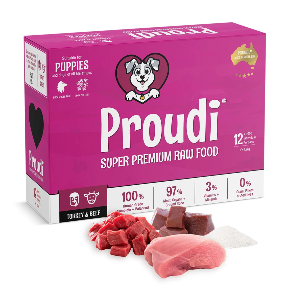 Proudi Dog Puppy Turkey & Beef 1.2kg